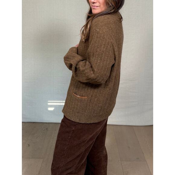 Vintage Brown Ribbed Knit Cardigan - Picture 9 of 9